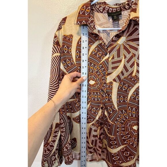 NWOT House of Harlow 1960's Multi Color Disco Print Women's Satin Long Sleeve M - Picture 6 of 9